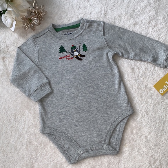 OshKosh B'gosh Other - NWT Oshkosh Gray Baby Onesie boys 9 mos. Penguin